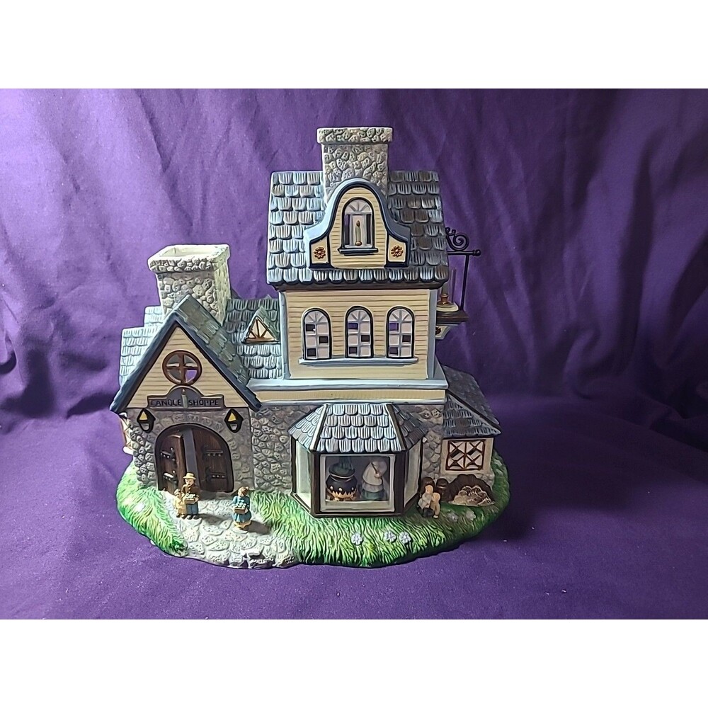 Vintage Old World Village PartyLite Candle Shoppe Tea light House 9-1/2"P7315 #2